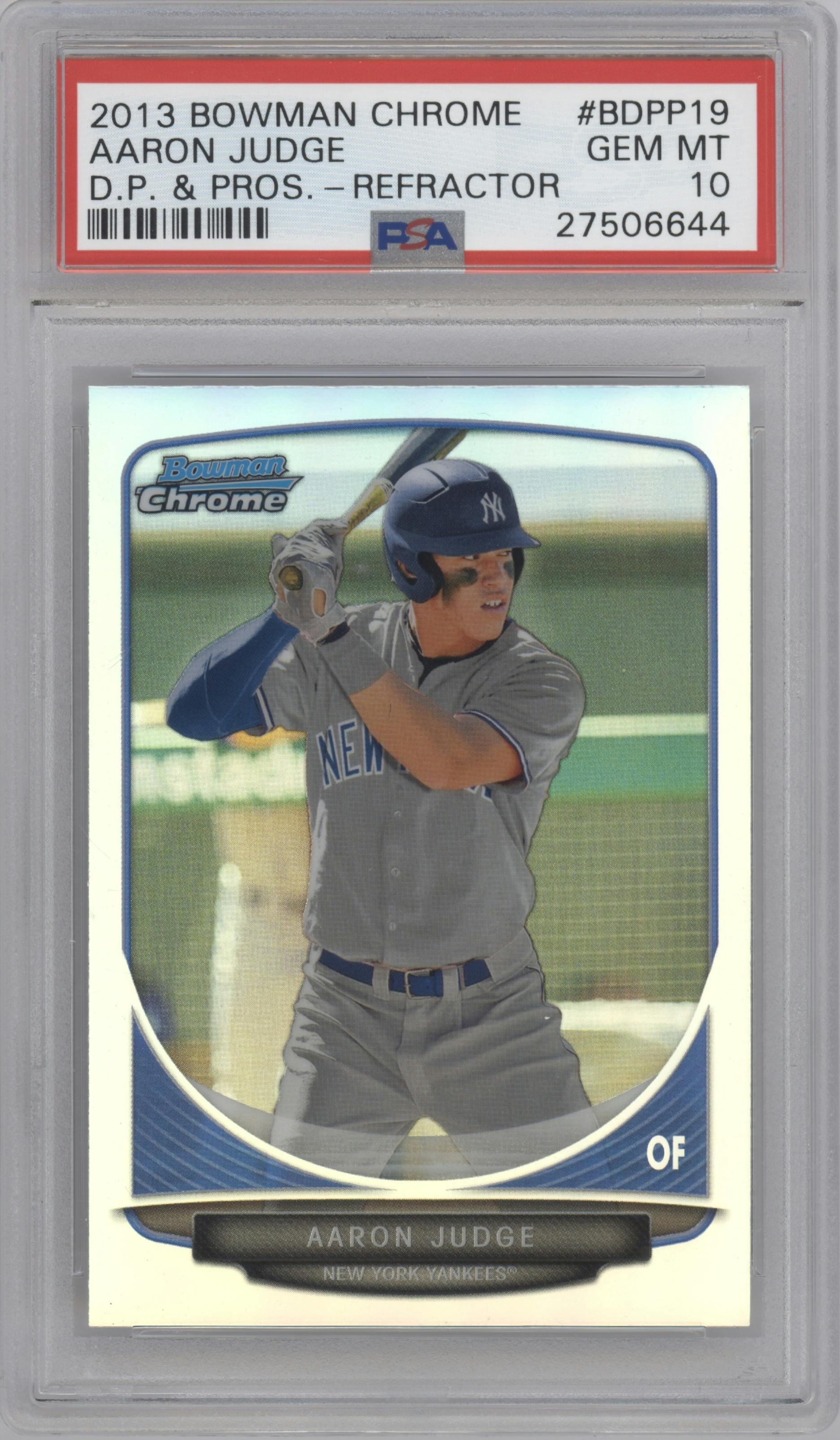 Aaron Judge from the 2013 Bowman Draft Picks & Prospects set featuring a Refractor  parallel graded by PSA and given an overall grade of 10.