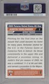 Justin Verlander from the 2005 Topps Updates and Highlights set featuring a Gold parallel graded by PSA and given an overall grade of 9.