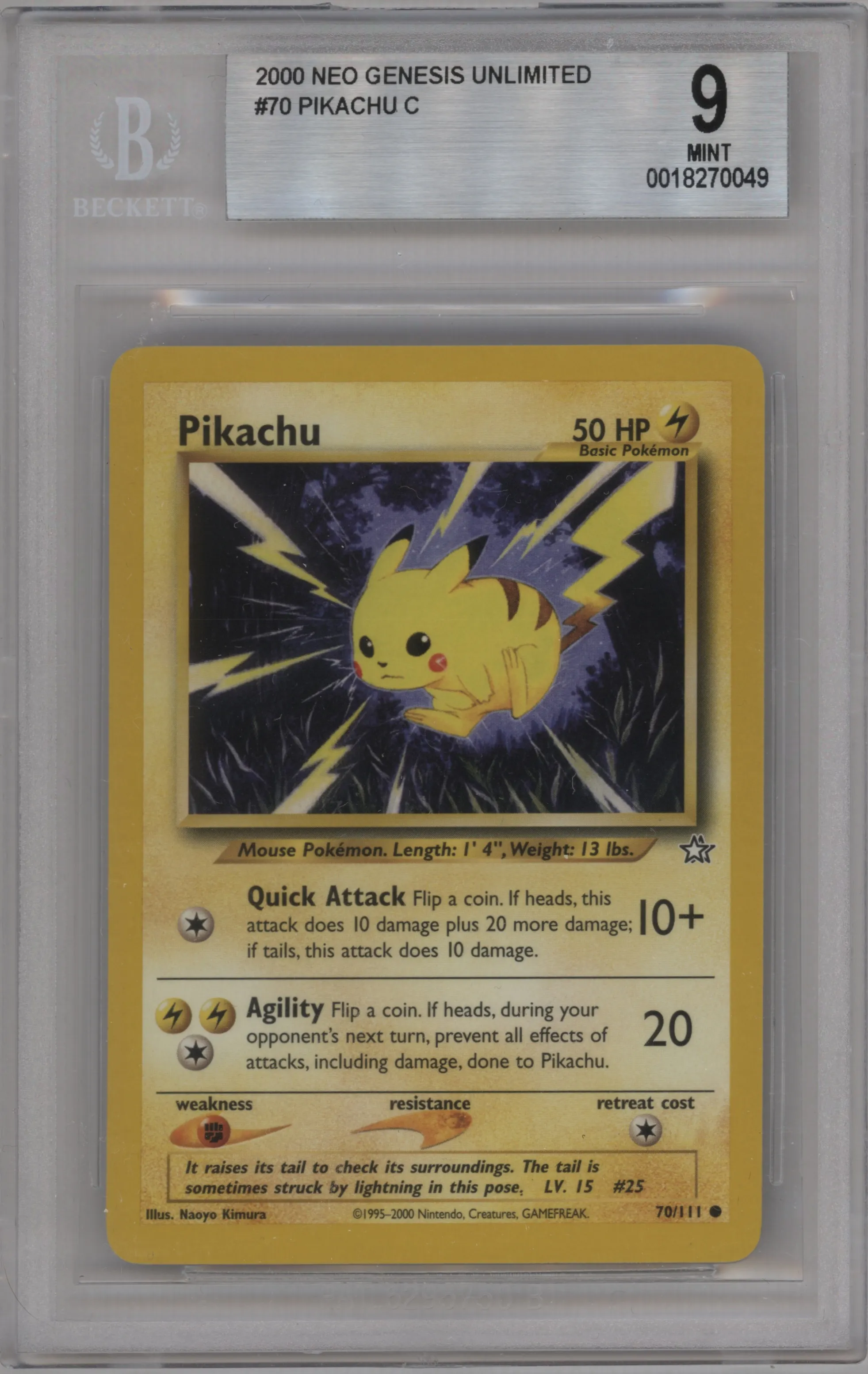 2000 Pokemon Neo Genesis Pikachu BGS 9