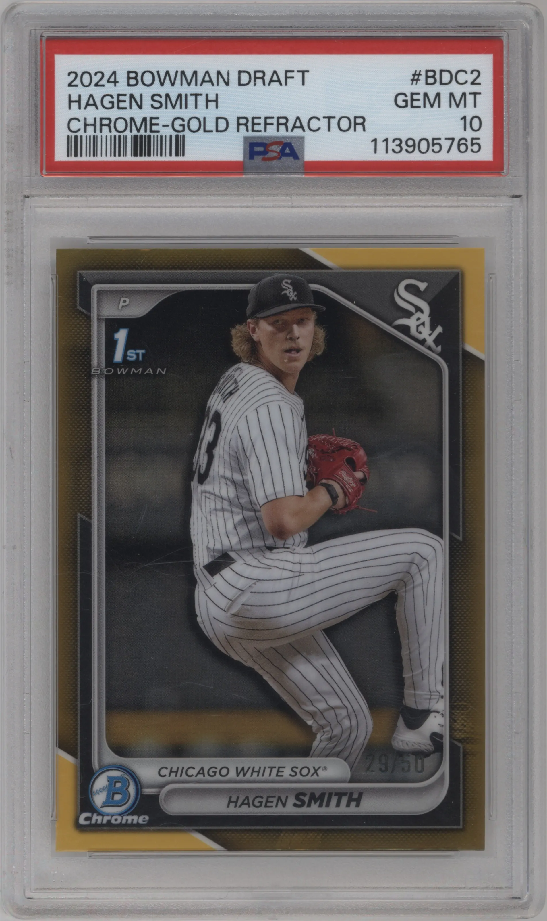 2024 Bowman Draft Chrome Hagen Smith Gold Refractor #BDC-2 PSA 10