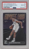 Victor Wembanyama from the 2023-24 Donruss Optic set graded by PSA and given an overall grade of 10.