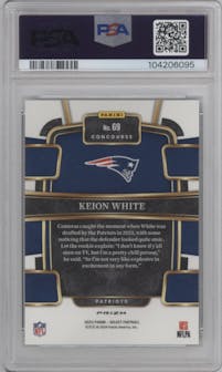 Keion White from the 2023 Panini Select set featuring a Dragon Scale parallel graded by PSA and given an overall grade of 10.