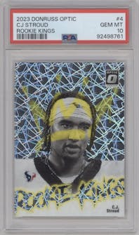 C.J. Stroud from the 2023 Donruss Optic set graded by PSA and given an overall grade of 10.