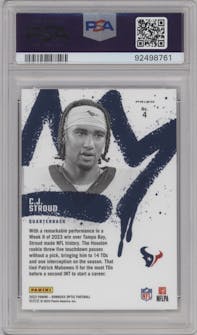 C.J. Stroud from the 2023 Donruss Optic set graded by PSA and given an overall grade of 10.