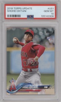 Shohei Ohtani from the 2018 Topps Update set graded by PSA and given an overall grade of 10.