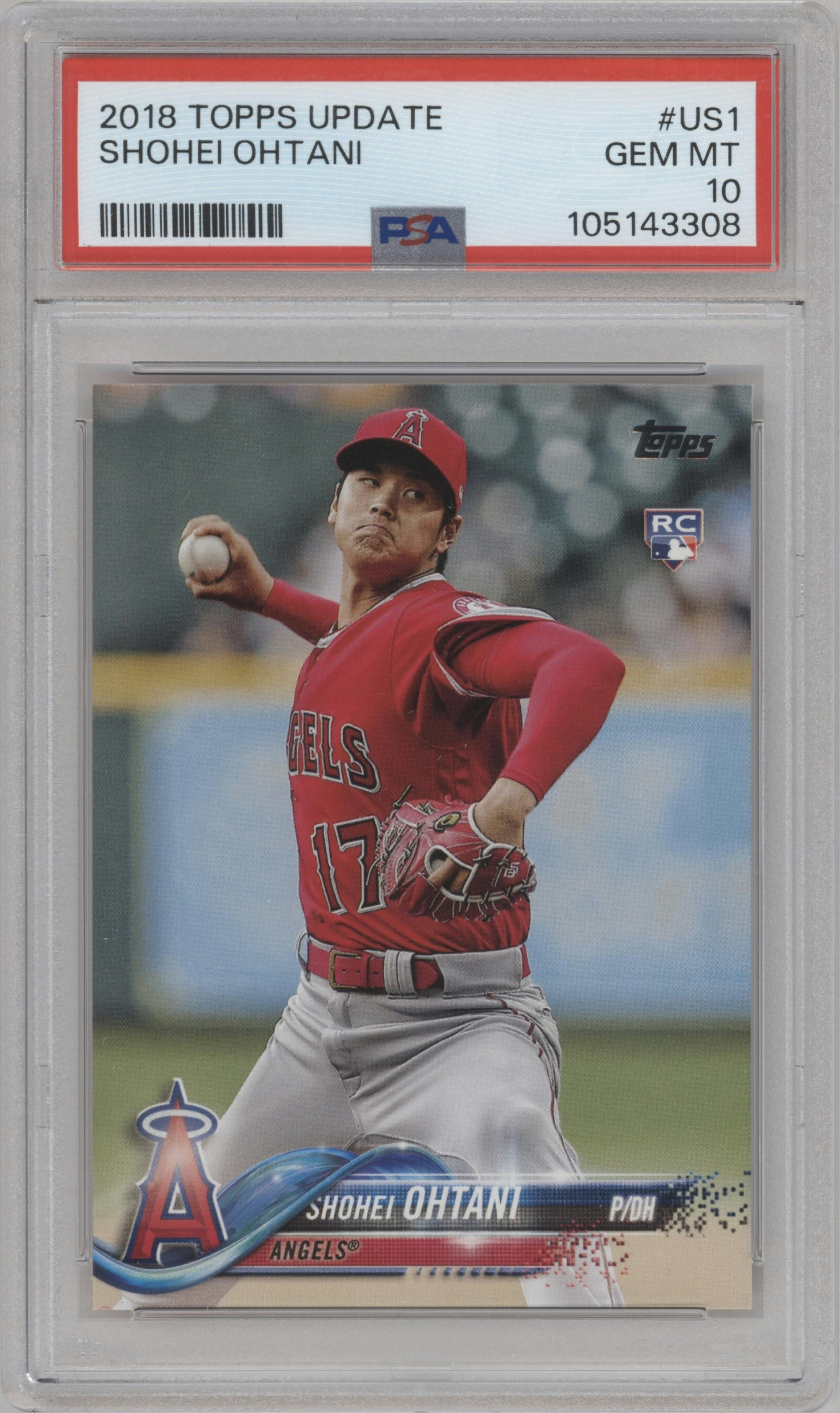 Shohei Ohtani from the 2018 Topps Update set graded by PSA and given an overall grade of 10.