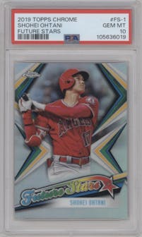 Shohei Ohtani from the 2019 Topps Chrome set graded by PSA and given an overall grade of 10.