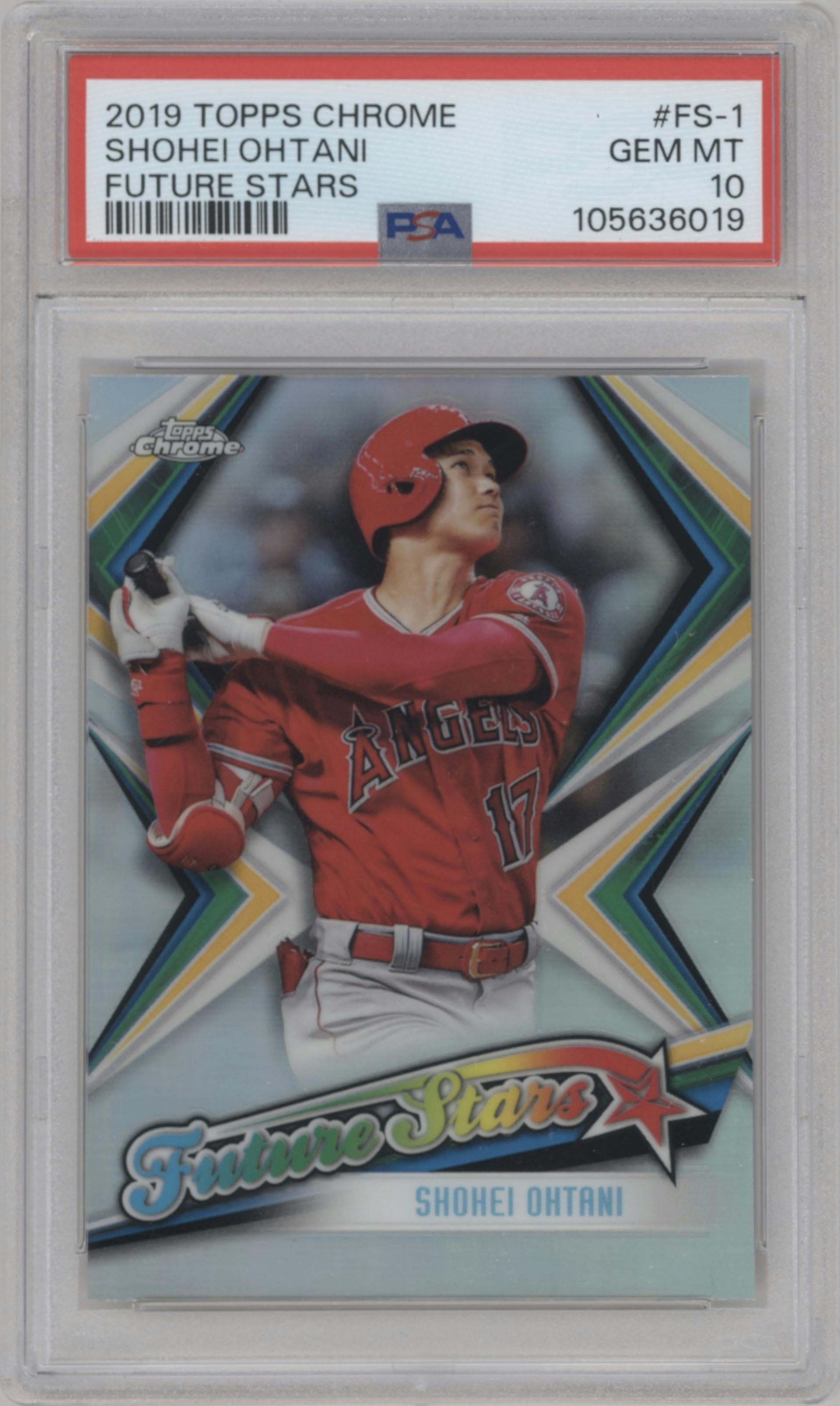 Shohei Ohtani from the 2019 Topps Chrome set graded by PSA and given an overall grade of 10.