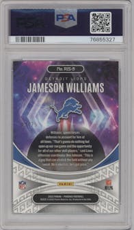 Jameson Williams from the 2022 Panini Phoenix set featuring a Green parallel graded by PSA and given an overall grade of 10.