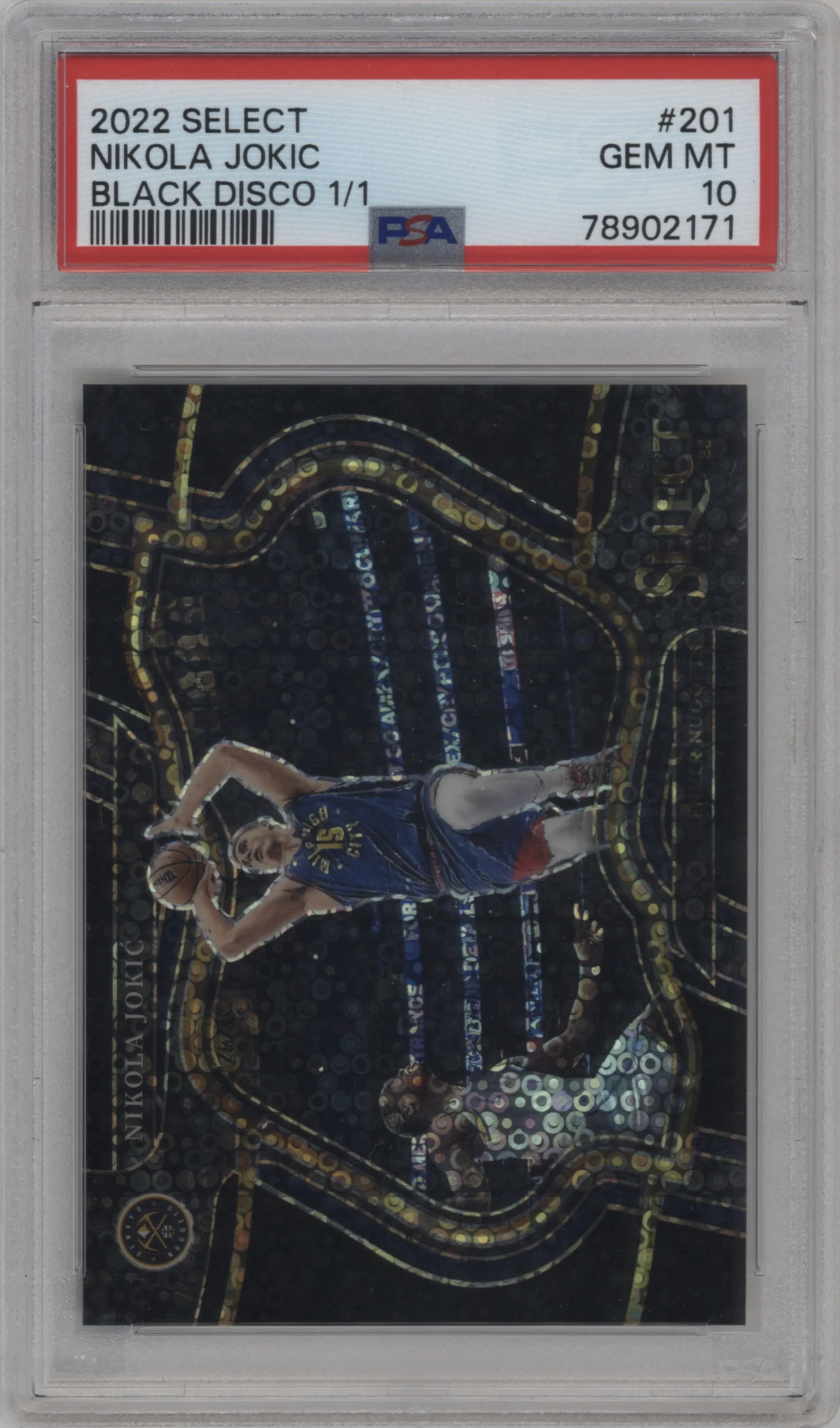 2022 Panini Select Courtside Nikola Jokic Disco Black #201 PSA 10