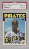 Barry Bonds from the 1986 Topps Traded set featuring a Tiffany parallel graded by PSA and given an overall grade of 9.