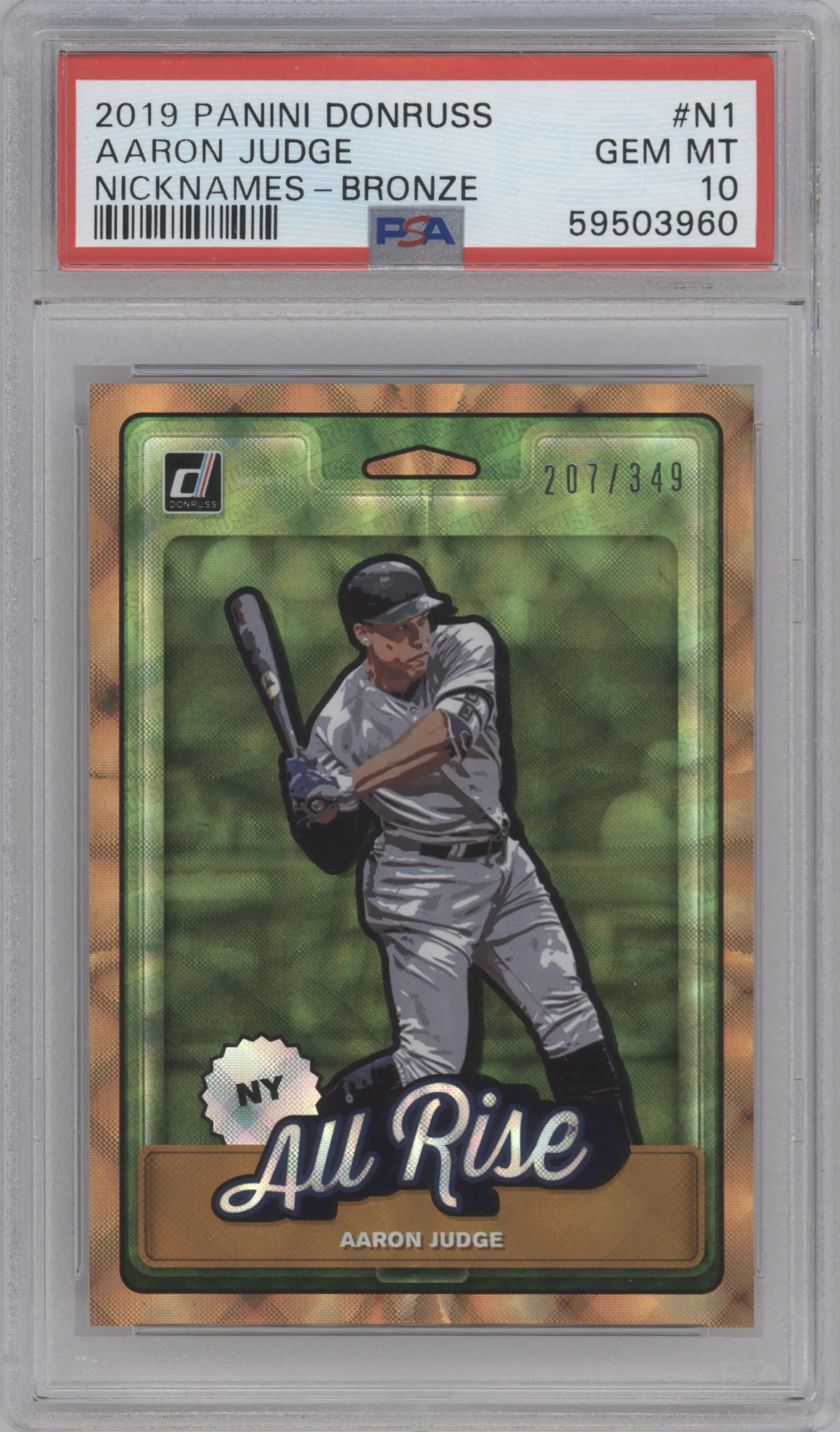 2019 Donruss Nicknames Aaron Judge Bronze #N1 PSA 10