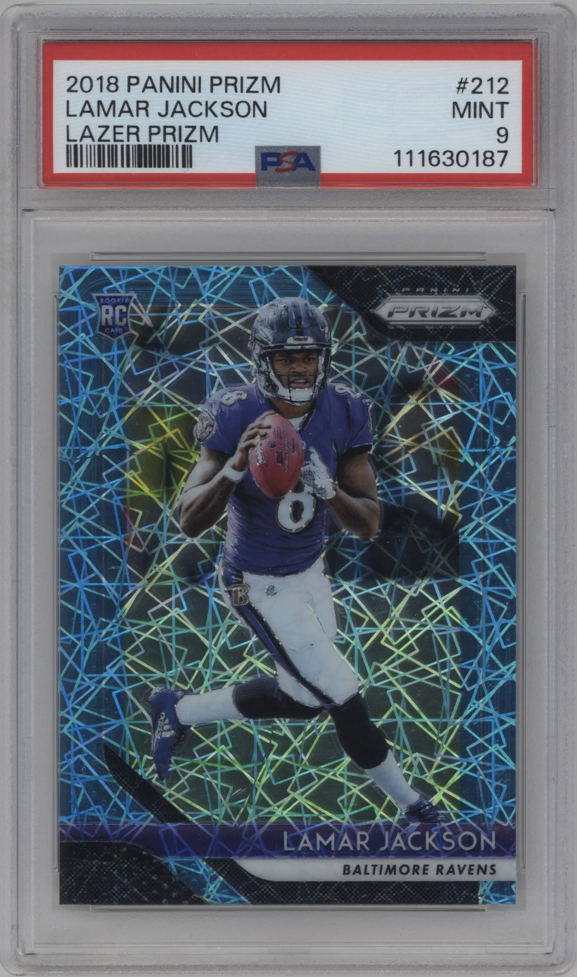 2018 Panini Prizm Lamar Jackson Lazer PSA 9
