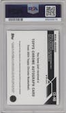 Mikal Bridges from the 2023-24 Topps Chrome set featuring a Black Wave Refractor parallel graded by PSA and given an overall grade of 10.