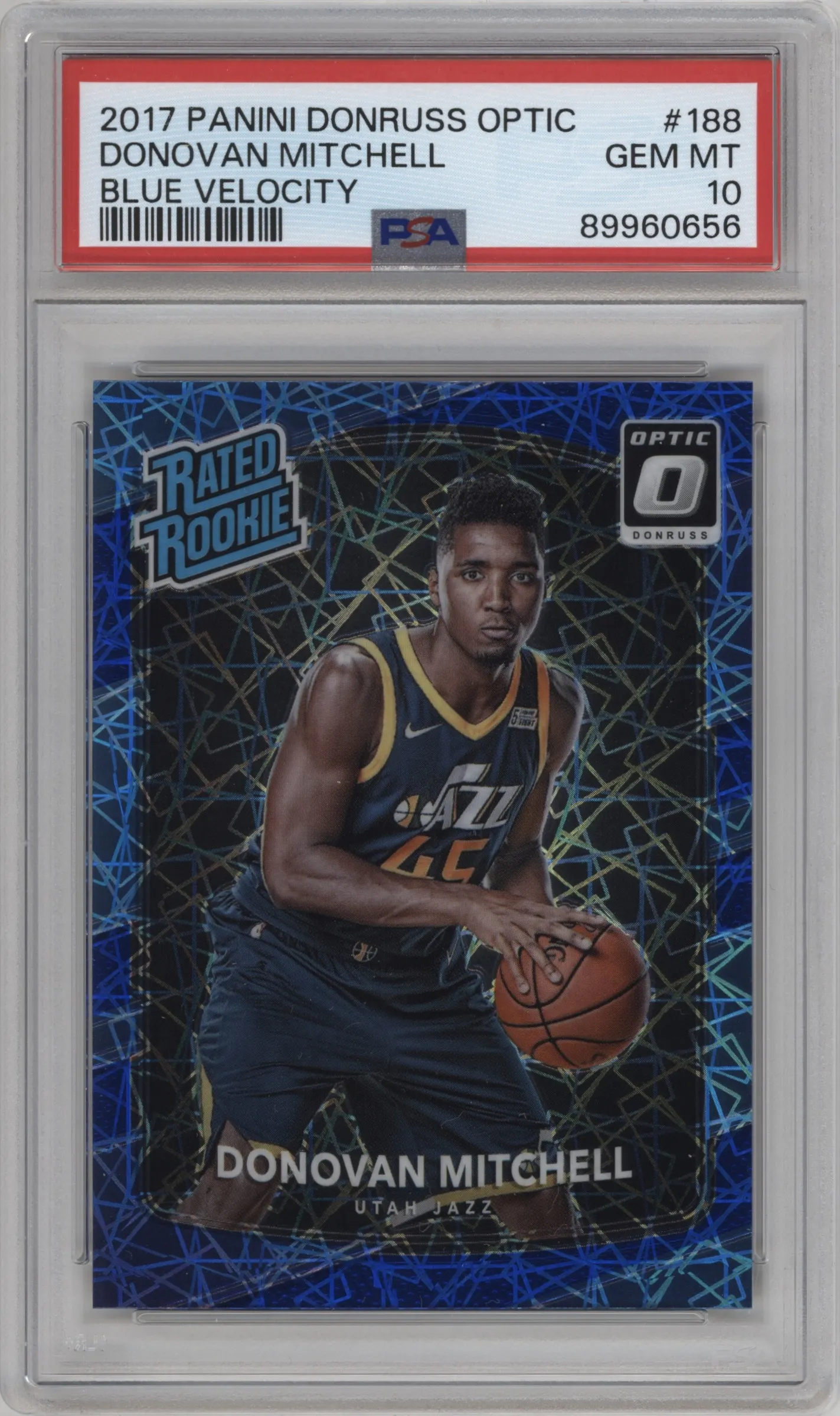 2017 Panini Donruss Optic Rated Rookie Donovan Mitchell Blue Velocity PSA 10