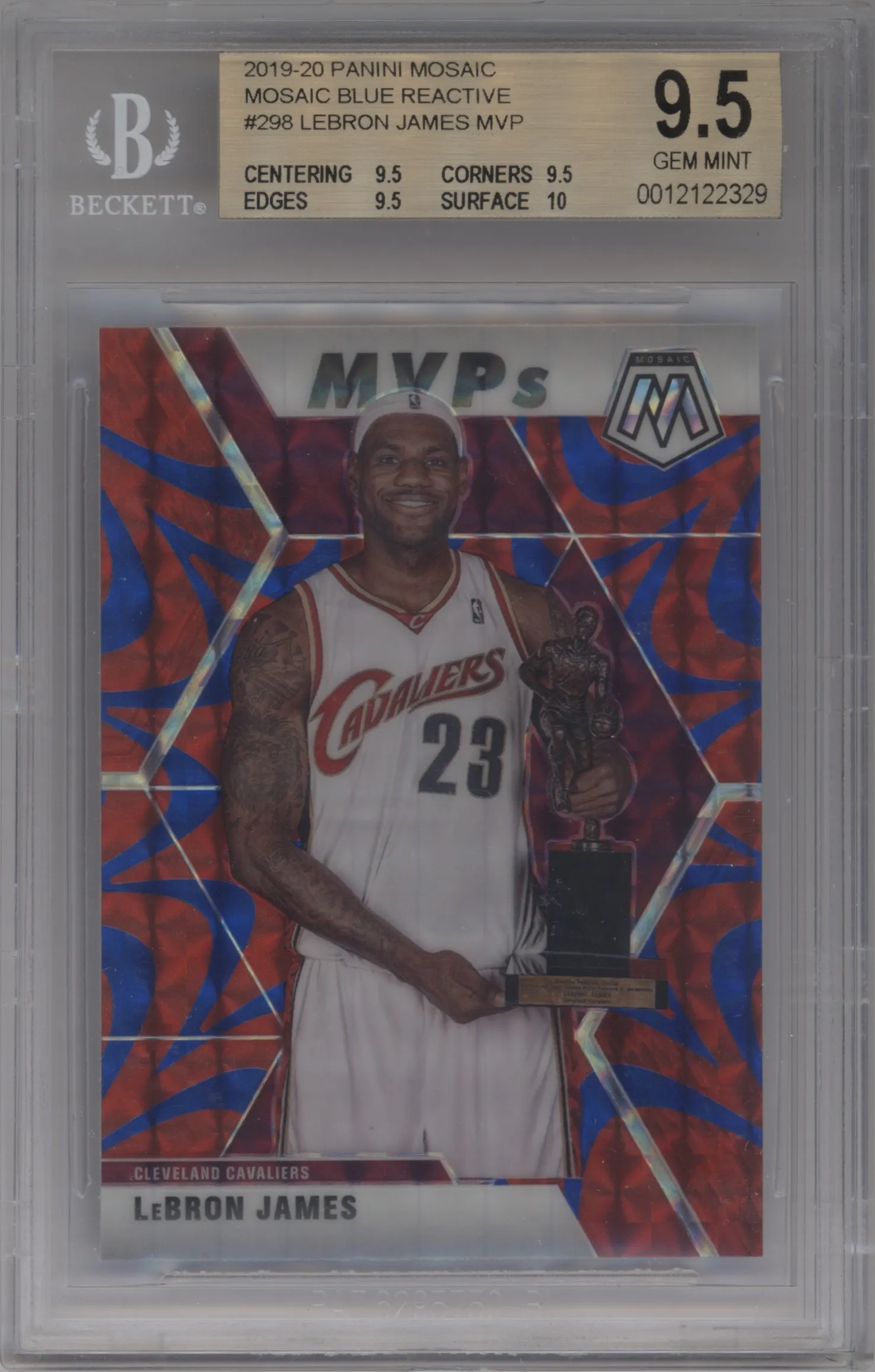 2019 Panini Mosaic LeBron James Reactive Blue #298 BGS 9.5