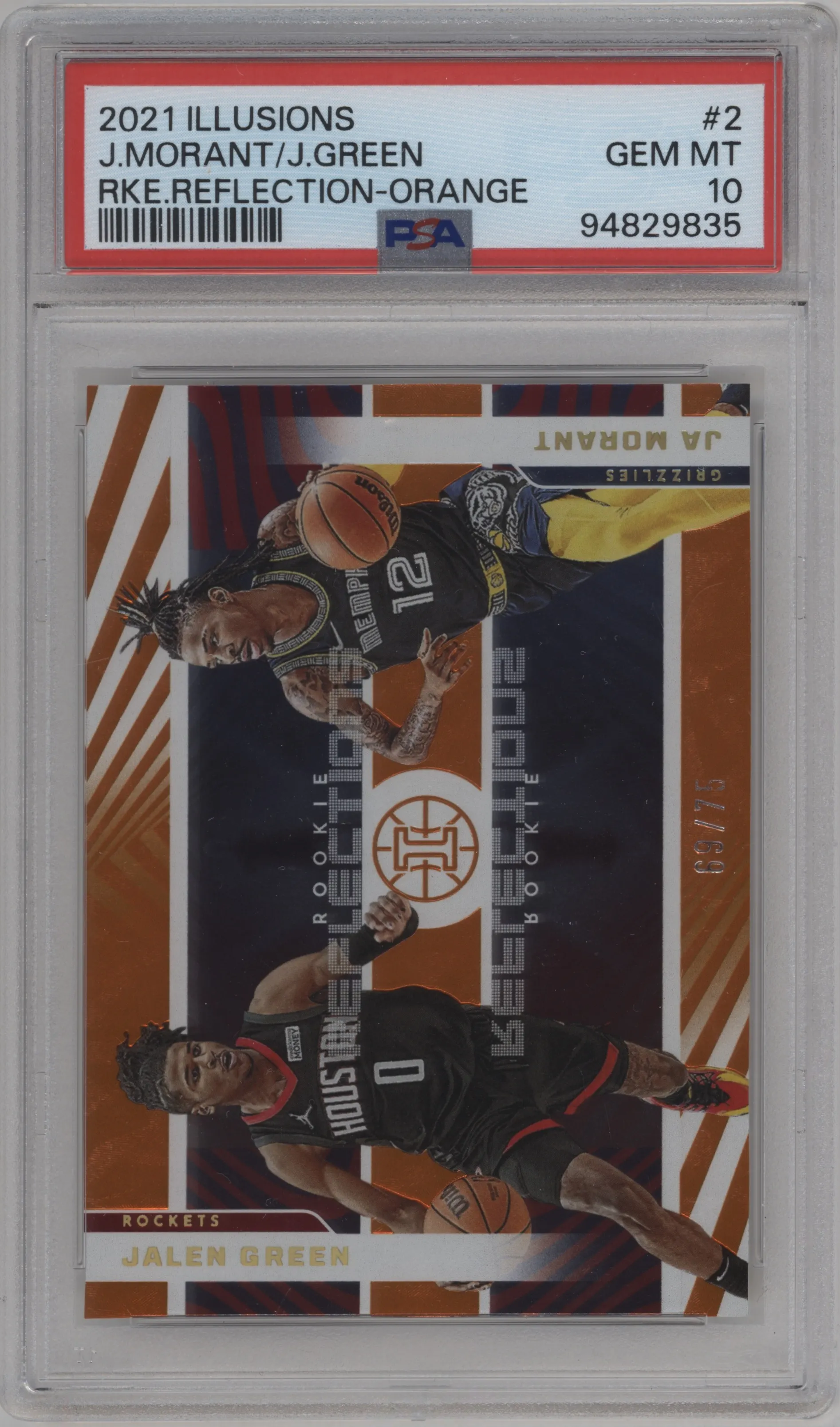 2021 Panini Illusions Rke.Reflections Jalen Green/Ja Morant Orange #2 PSA 10