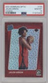 Jalen Green from the 2021-22 Panini Donruss Optic set featuring a Choice parallel graded by PSA and given an overall grade of 10.
