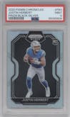 Justin Herbert from the 2020 Panini Chronicles set featuring a Silver parallel graded by PSA and given an overall grade of 9.