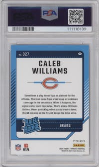 Caleb Williams from the 2024 Donruss set featuring a Red Wave parallel graded by PSA and given an overall grade of 10.