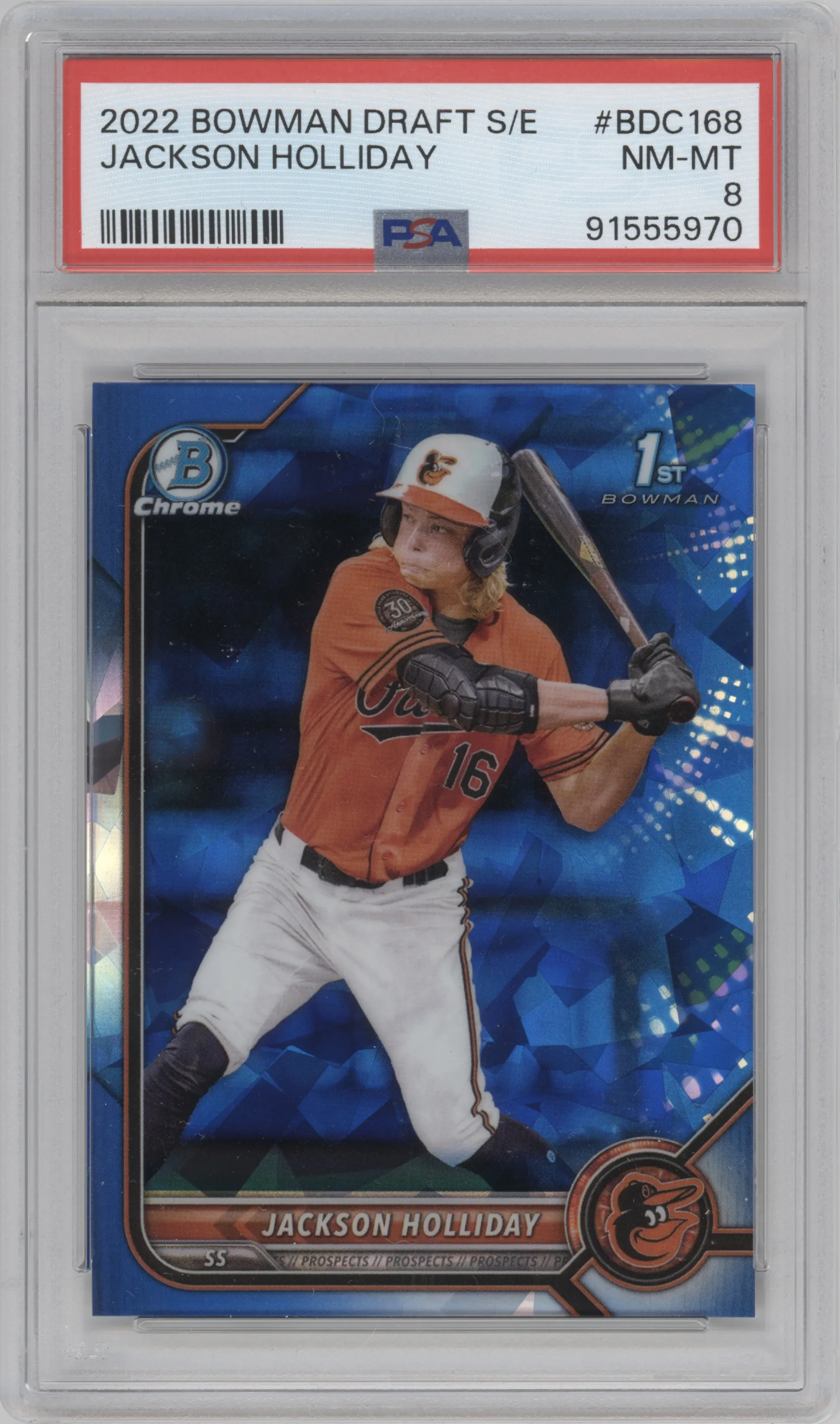 2022 Bowman Draft Sapphire Edition Chrome Jackson Holliday PSA 8