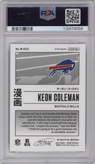 Keon Coleman from the 2024 Panini Prizm set graded by PSA and given an overall grade of 10.