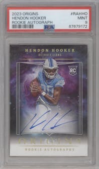Hendon Hooker from the 2023 Panini Origins set graded by PSA and given an overall grade of 9.