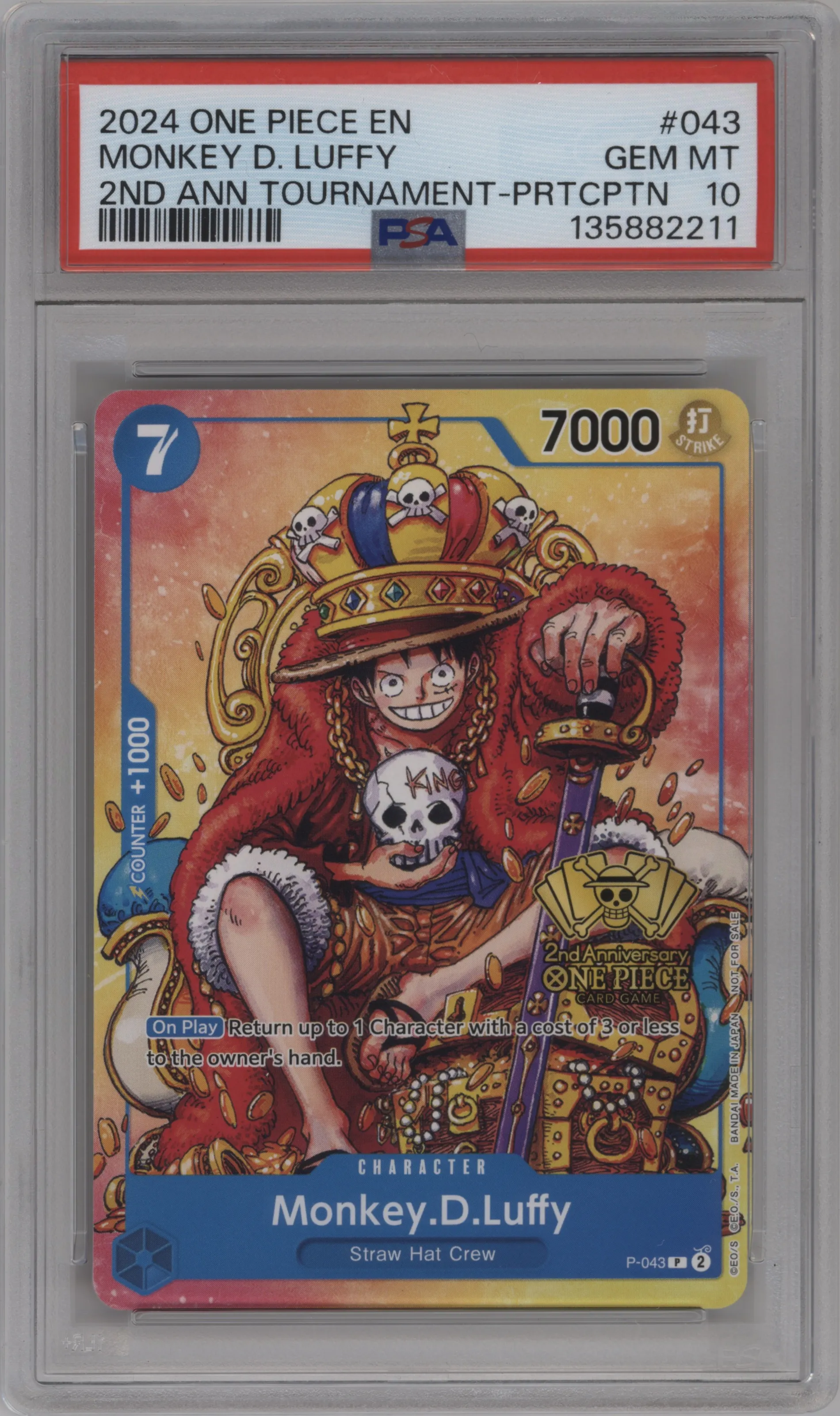 2024 One Piece 2nd Anniv.Stamped Promo Monkey.D.Luffy P #P-043 P PSA 10