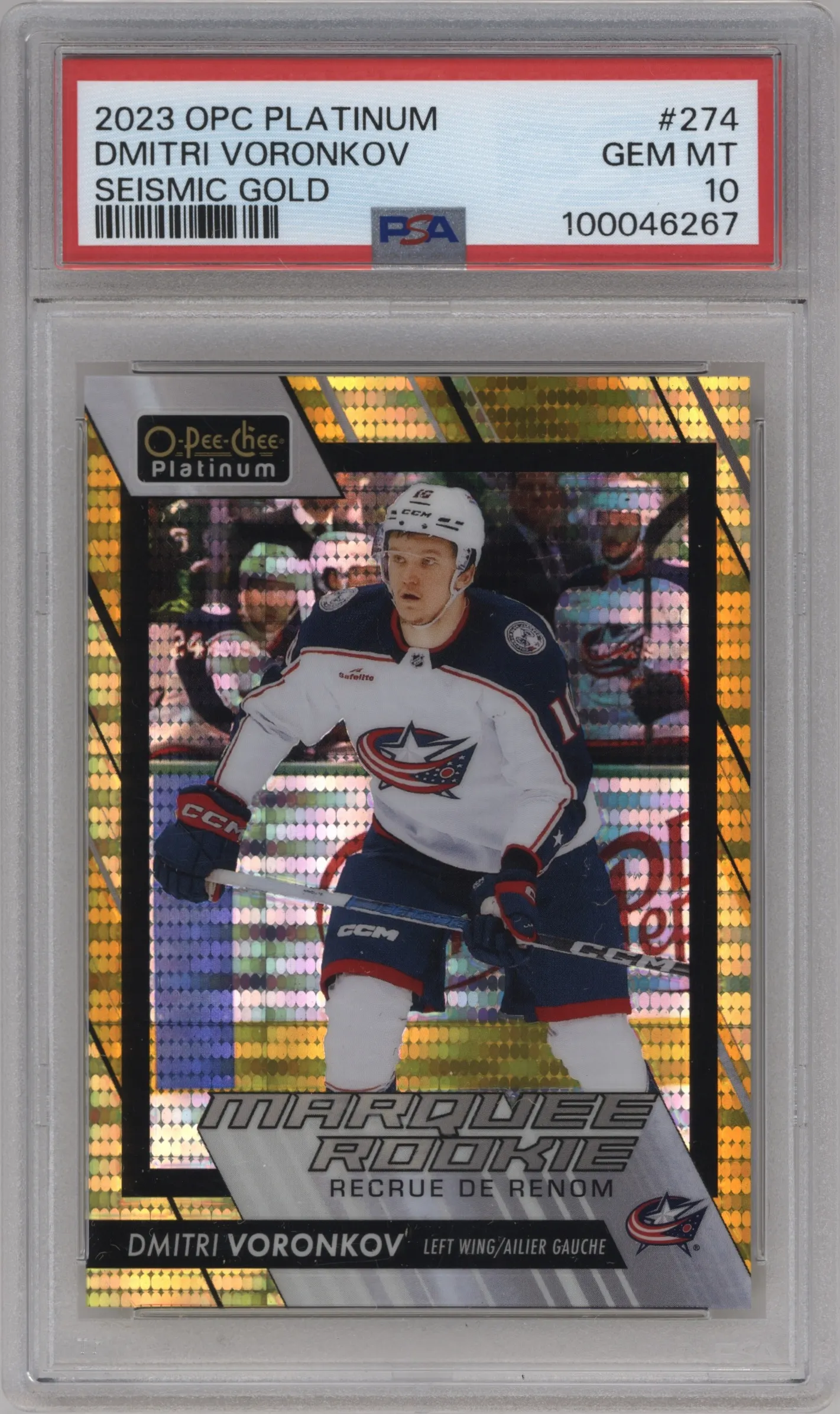 2023 O-Pee-Chee Platinum Marquee Rke. Dmitri Voronkov Gold Seismic #274 PSA 10