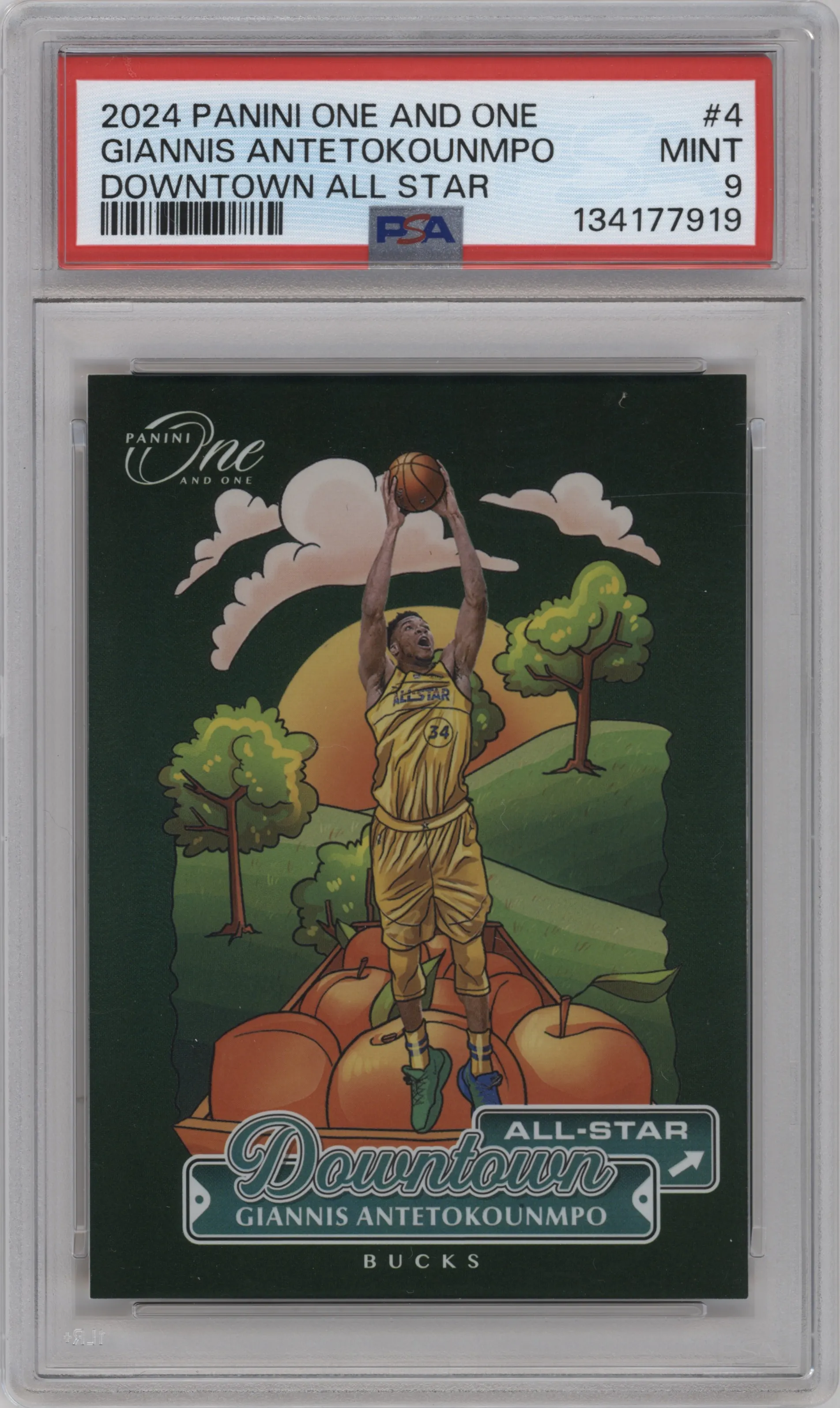 2024 Panini One and One Downtown All Star Giannis Antetokounmpo PSA 9