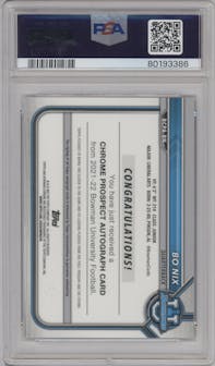 Bo Nix from the 2021-22 Bowman University set graded by PSA and given an overall grade of 10.