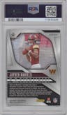 Jayden Daniels from the 2024 Panini Prizm set featuring a Red/White/Blue Prizm parallel graded by PSA and given an overall grade of 9.