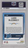Ladd McConkey from the 2024 Donruss set featuring a Red Pandora parallel graded by PSA and given an overall grade of 10.