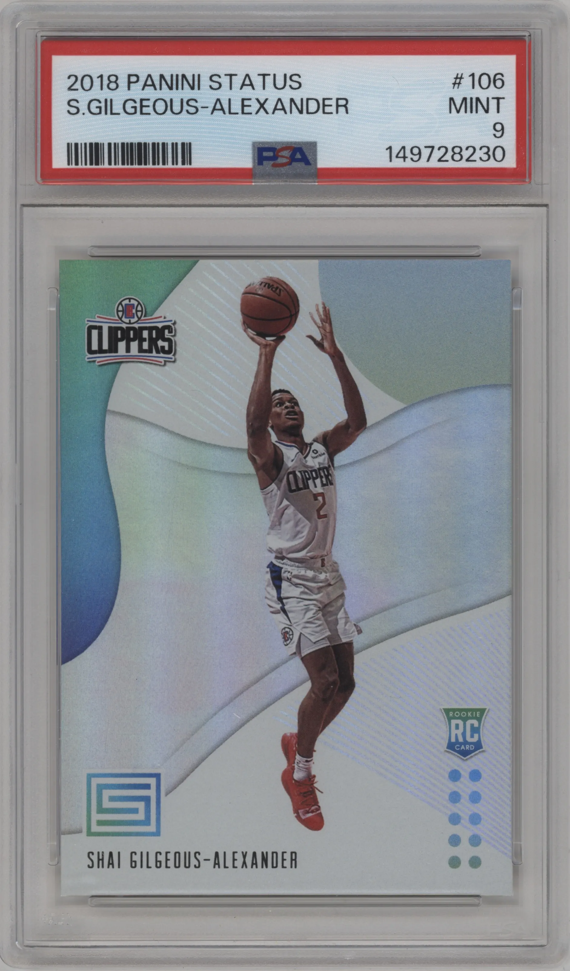 2018 Panini Status Rookies 1 Shai Gilgeous-Alexander PSA 9