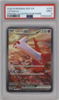 Latias ex from the 2024 Pokemon SV set graded by PSA and given an overall grade of 9.