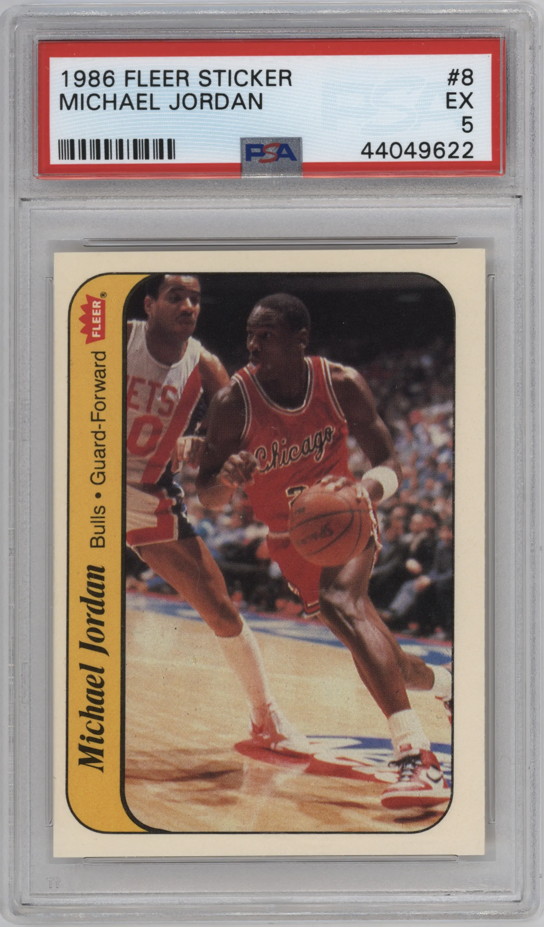 1986 Fleer Stickers Michael Jordan #8 PSA 5