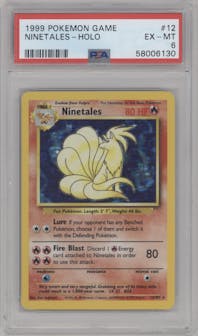 Ninetales from the 1999 Pokemon set graded by PSA and given an overall grade of 6.