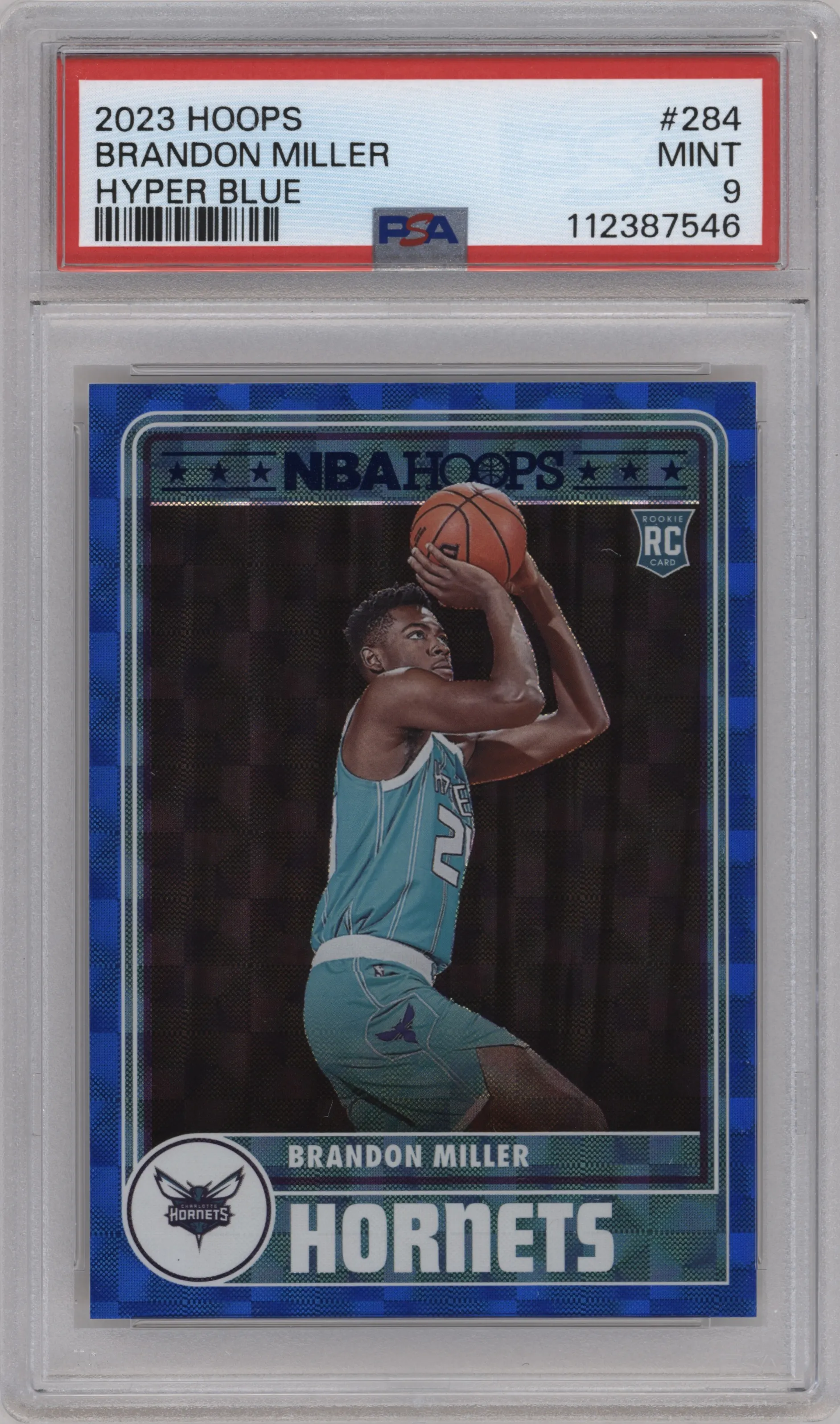2023 Panini NBA Hoops Brandon Miller Hyper Blue PSA 9
