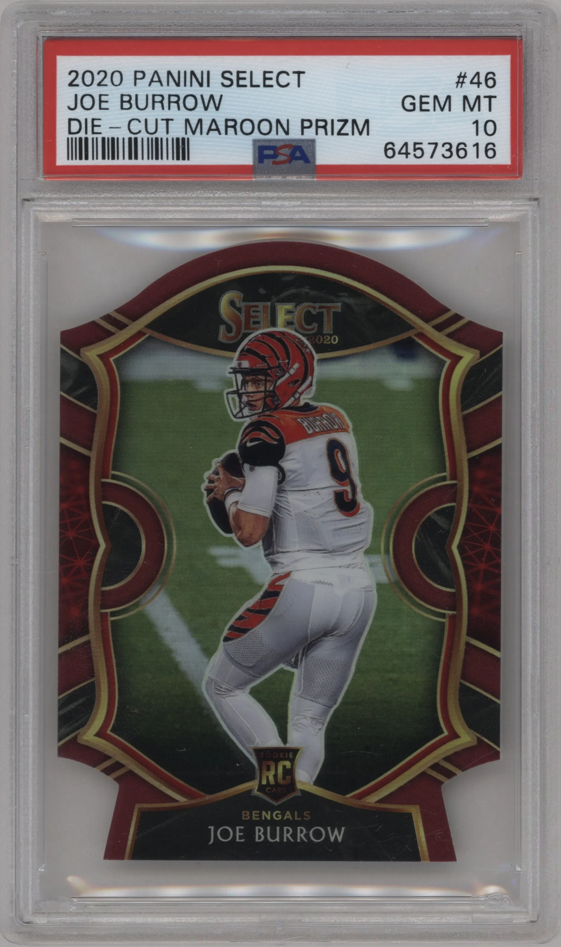 2020 Panini Select Joe Burrow Die-Cut Maroon PSA 10