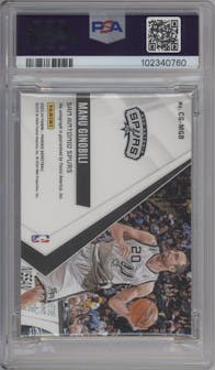 Manu Ginobili from the 2023-24 Panini Phoenix set featuring a Gold parallel graded by PSA and given an overall grade of 10.