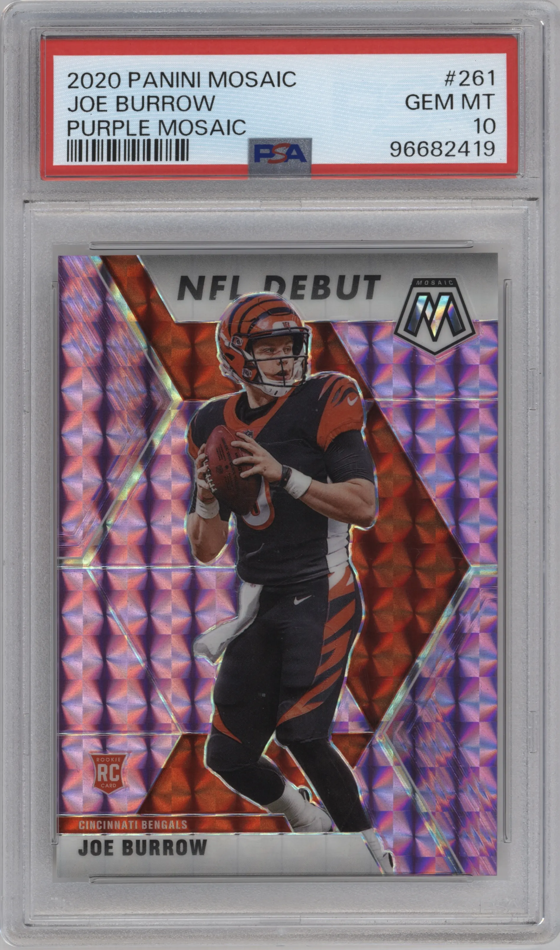 2020 Panini Mosaic Joe Burrow Purple Mosaic PSA 10