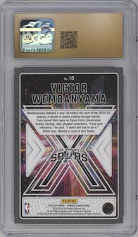 Victor Wembanyama from the 2023-24 Panini Donruss set graded by CSG and given an overall grade of 10.