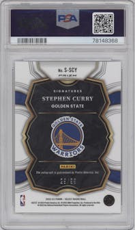 Stephen Curry from the 2022-23 Panini Select set graded by PSA and given an overall grade of 9.