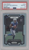 Anthony Richardson from the 2023 Panini Prizm set featuring a Silver Prizm parallel graded by PSA and given an overall grade of 10.