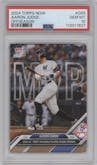 Aaron Judge from the 2024-25 Topps Now Off-Season set graded by PSA and given an overall grade of 10.