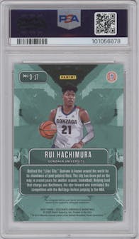 Rui Hachimura from the 2020-21 Panini Prizm Draft Picks set graded by PSA and given an overall grade of 10.
