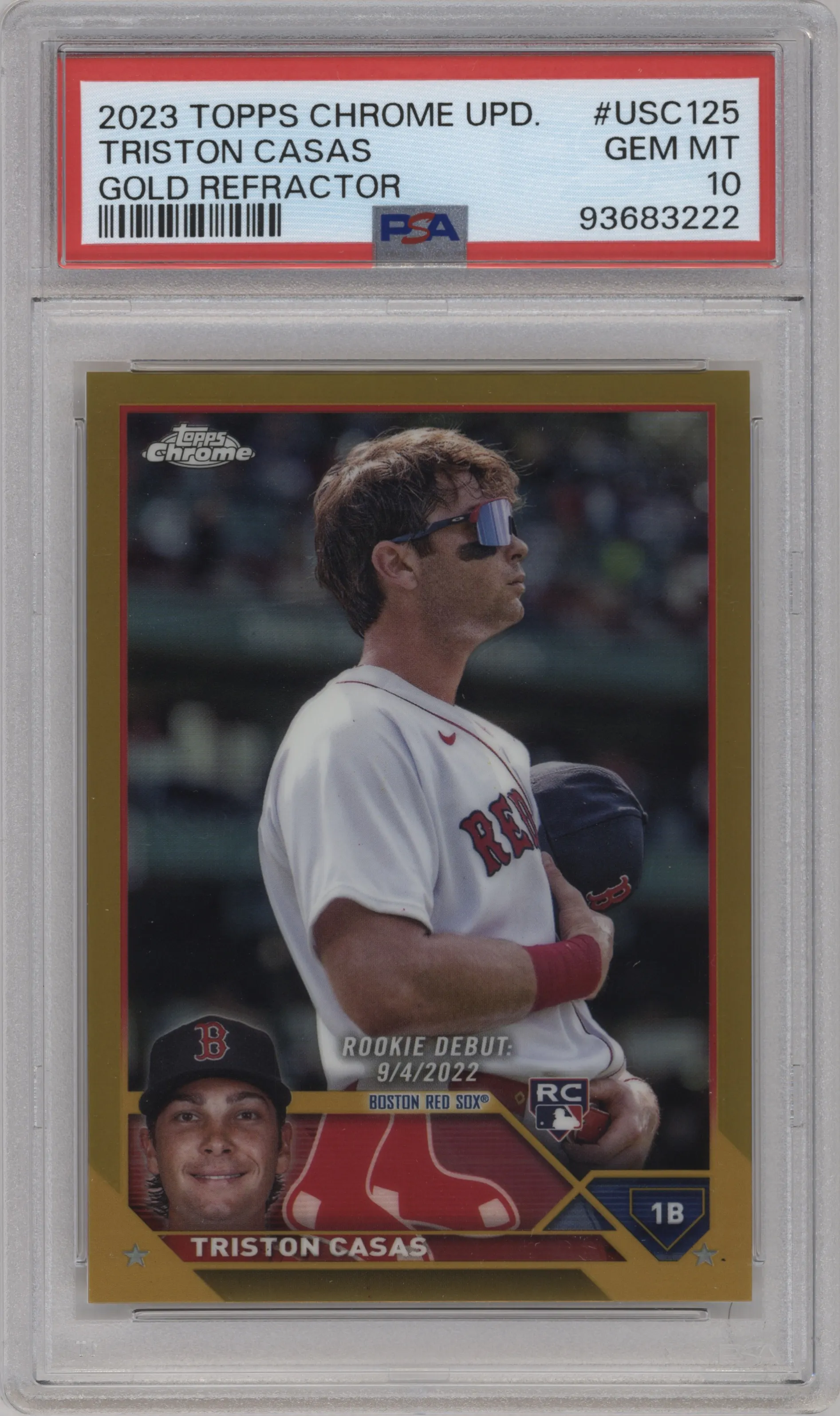 2023 Topps Chrome Update Triston Casas Gold Refractor PSA 10