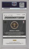 Nikola Jokic from the 2021-22 Panini Donruss Optic set featuring a Red Pulsar Prizm parallel graded by PSA and given an overall grade of 10.