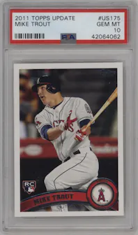 Mike Trout  from the 2011 Topps Update set graded by PSA and given an overall grade of 10.