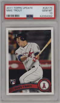 Mike Trout from the 2011 Topps Update set graded by PSA and given an overall grade of 10.